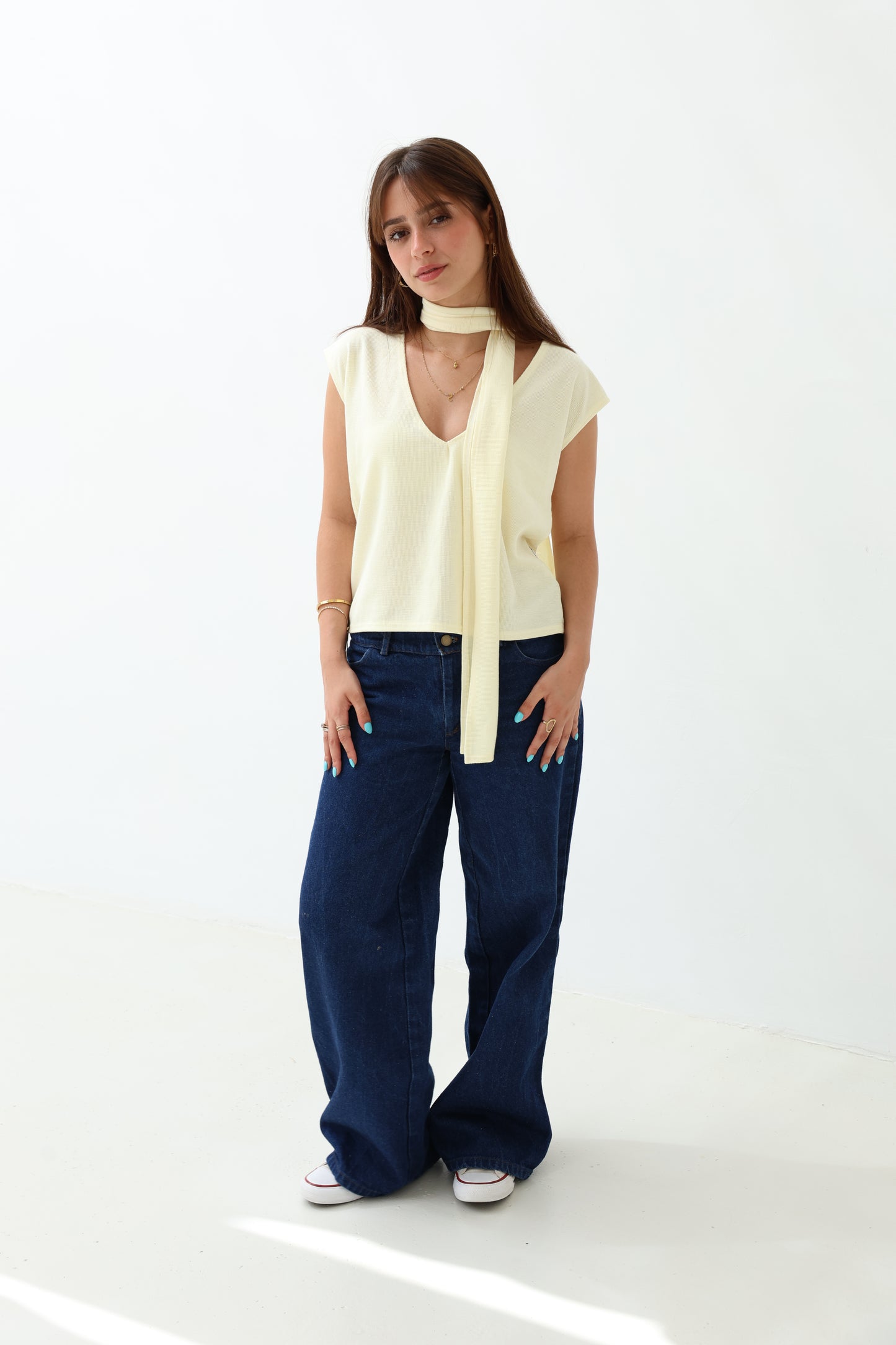 yellow Scarf Top