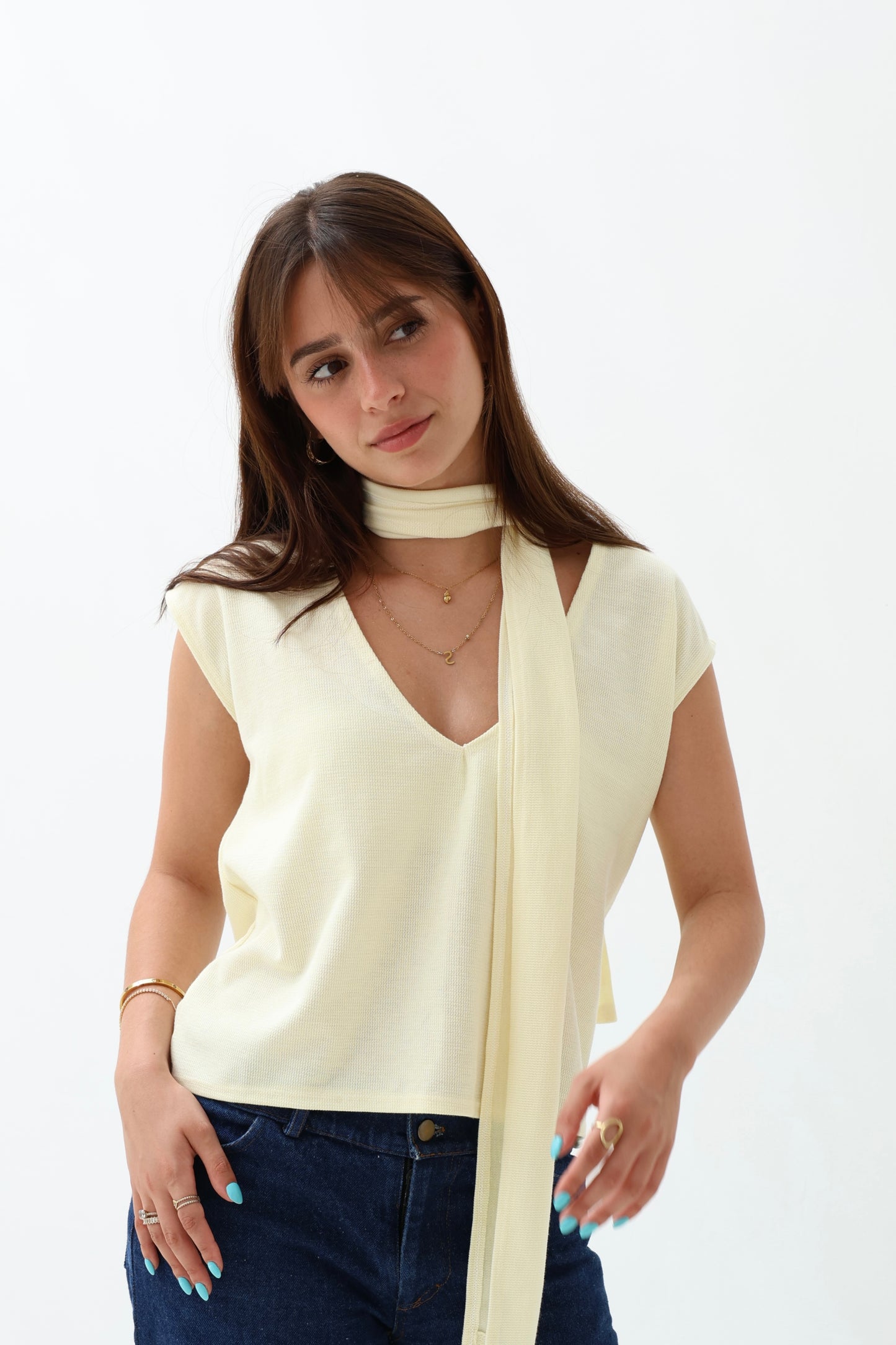 yellow Scarf Top